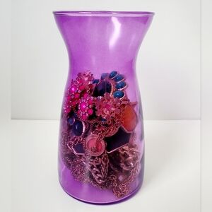 Colourful Statement Necklaces Jewellery Jar Lot Faceted Faux Stones Gold Tone